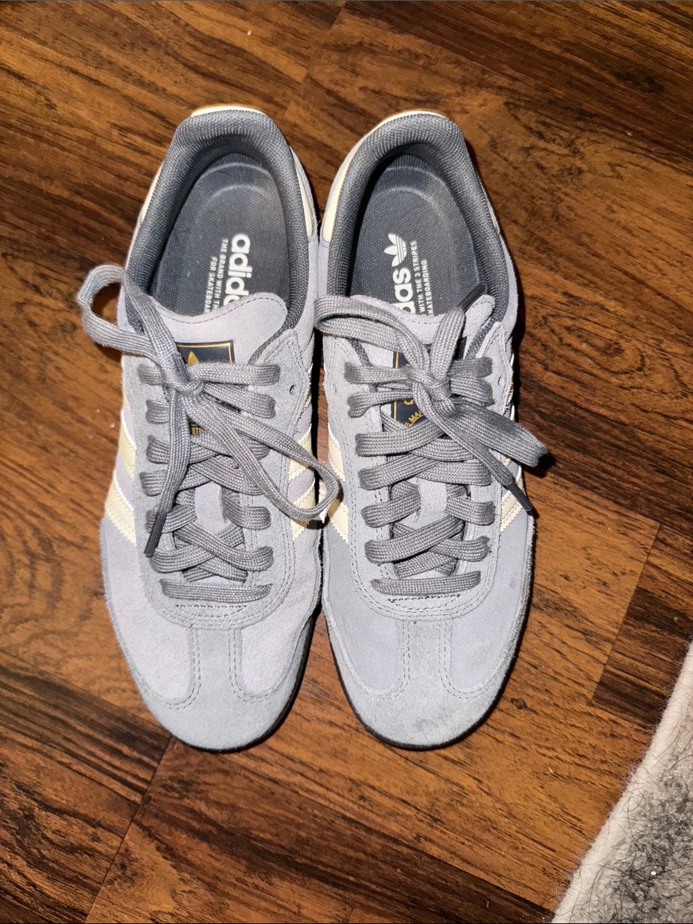 Adidas  Women's Gray Suede Sneakers with White Stipes W8/M7